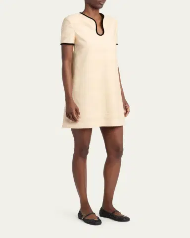 Valentino Garavani Woven Silk Short-Sleeve Mini Dress | Thumbnail 4 Valentino Garavani Woven Silk Short-Sleeve Mini Dress | Thumbnail 4