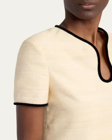 Valentino Garavani Woven Silk Short-Sleeve Mini Dress | Thumbnail 5 Valentino Garavani Woven Silk Short-Sleeve Mini Dress | Thumbnail 5