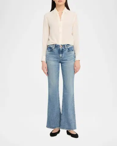 Moussy Vintage Washed Denim Mid-Rise Flared Jeans | Thumbnail 2 Moussy Vintage Washed Denim Mid-Rise Flared Jeans | Thumbnail 2