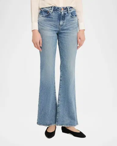 Moussy Vintage Washed Denim Mid-Rise Flared Jeans | Thumbnail 4 Moussy Vintage Washed Denim Mid-Rise Flared Jeans | Thumbnail 4