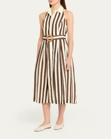Cara Cara Quentin Belted Halter Midi Dress | Thumbnail 4