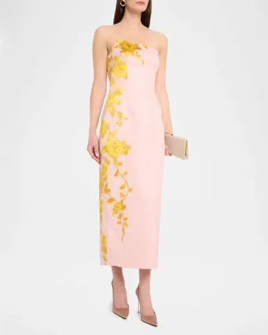 Lela Rose Strapless Rose Fil Coupe Ankle Cocktail Dress | Thumbnail 4