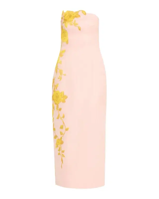 Lela Rose Strapless Rose Fil Coupe Ankle Cocktail Dress