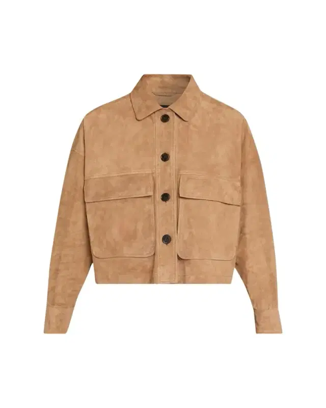 Miri Boxy Lambskin Suede Jacket