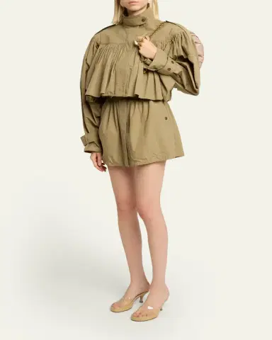 Chloé Gathered Ruffle Short Trench Coat | Thumbnail 4 Chloé Gathered Ruffle Short Trench Coat | Thumbnail 4