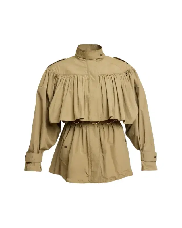 Chloe Gathered Ruffle Short Trench Coat