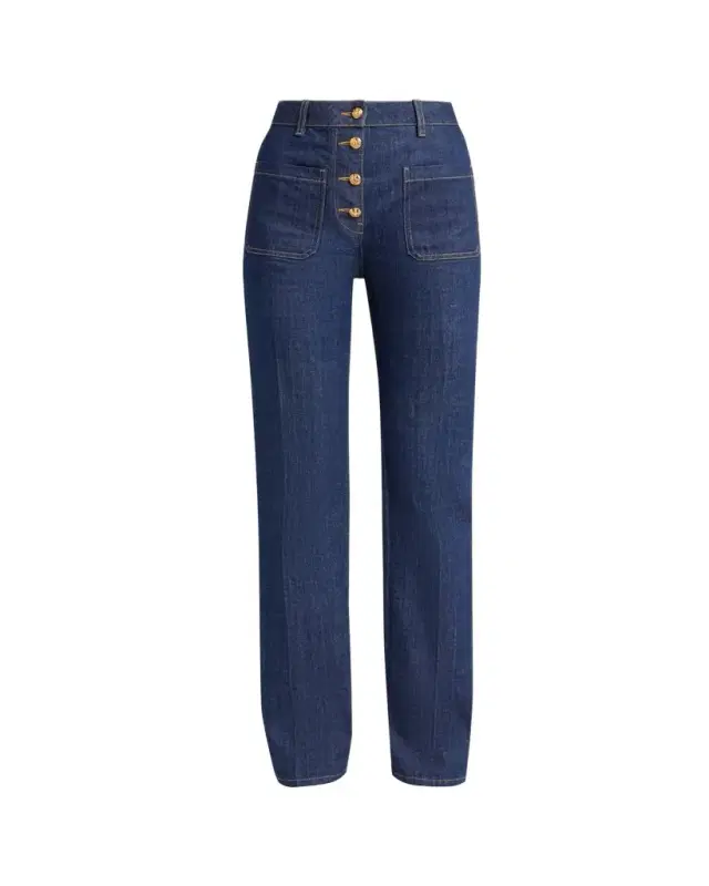 Valentino Garavani Button-Front Straight-Leg Jeans
