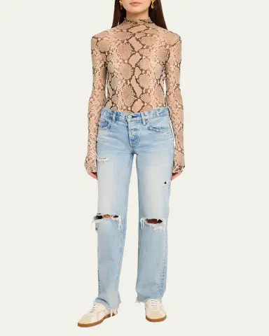 Moussy Vintage Distressed Straight Low-Rise Jeans | Thumbnail 2