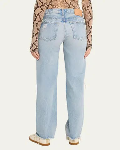 Moussy Vintage Distressed Straight Low-Rise Jeans | Thumbnail 3