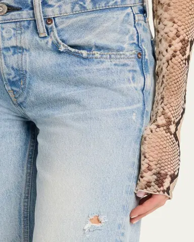 Moussy Vintage Distressed Straight Low-Rise Jeans | Thumbnail 5