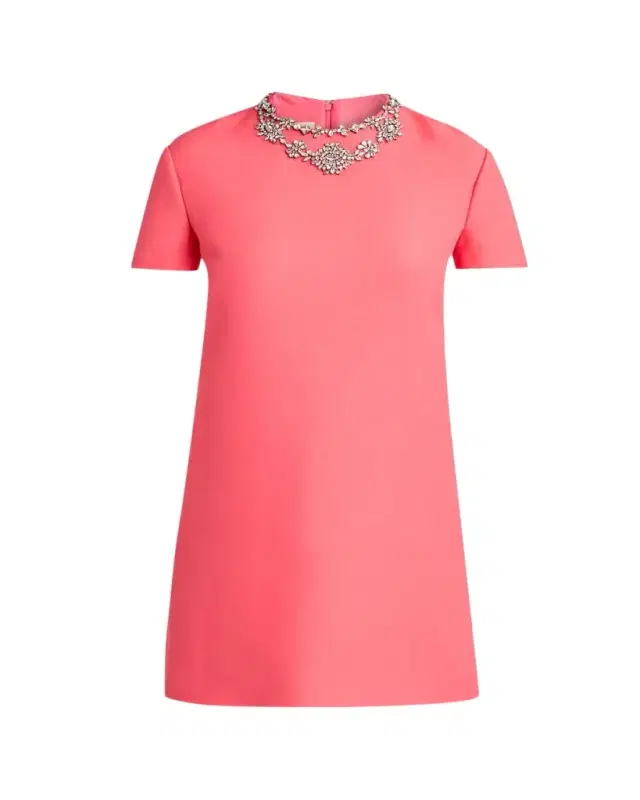 Valentino Garavani Crystal Embroidered Wool-Silk Mini Dress
