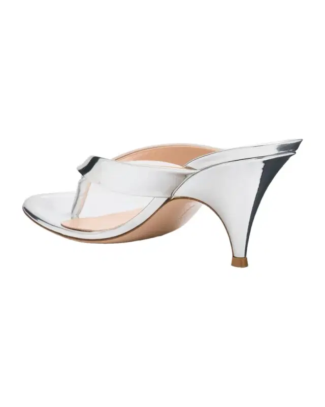 Gianvito Rossi 70mm Metallic Leather Thong Sandals