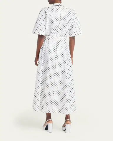 Valentino Garavani Polkadot-Print Cotton Neck-Scarf Midi Shirtdress | Thumbnail 3 Valentino Garavani Polkadot-Print Cotton Neck-Scarf Midi Shirtdress | Thumbnail 3