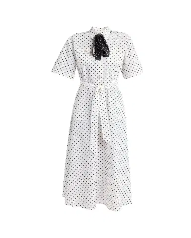 Valentino Garavani Polkadot-Print Cotton Neck-Scarf Midi Shirtdress | Thumbnail 1 Valentino Garavani Polkadot-Print Cotton Neck-Scarf Midi Shirtdress | Thumbnail 1