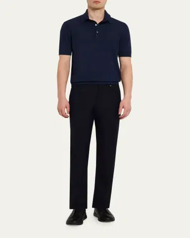 Zegna Men's Wool Short-Sleeve Polo Shirt | Thumbnail 2