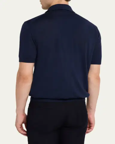 Zegna Men's Wool Short-Sleeve Polo Shirt | Thumbnail 3