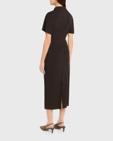 Brunello Cucinelli Wrap-Waist Midi Dress w/ Monili | Thumbnail 2