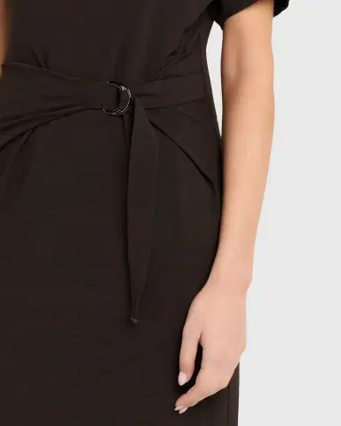 Brunello Cucinelli Wrap-Waist Midi Dress w/ Monili | Thumbnail 4