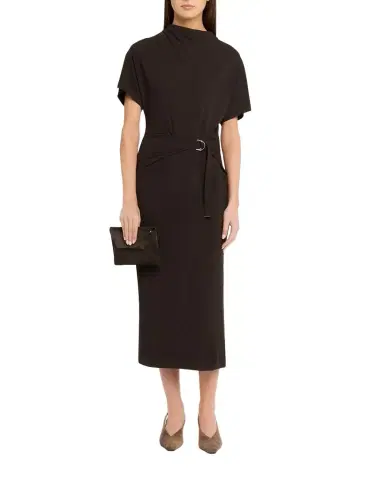 Brunello Cucinelli Wrap-Waist Midi Dress w/ Monili | Thumbnail 1