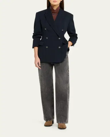 Brunello Cucinelli Herringbone Double-Breasted Jacket | Thumbnail 2