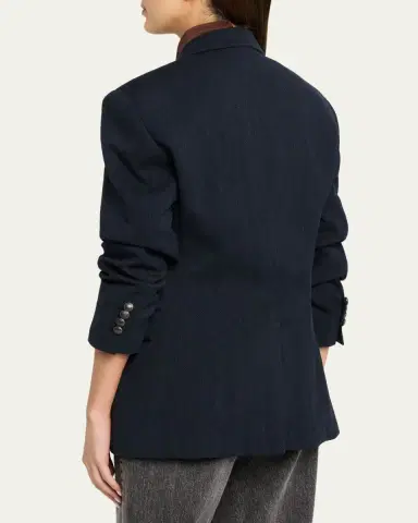 Brunello Cucinelli Herringbone Double-Breasted Jacket | Thumbnail 3