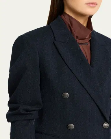 Brunello Cucinelli Herringbone Double-Breasted Jacket | Thumbnail 5