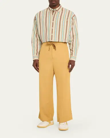Sanderlak Men's Oversized Viscose Poplin Stripe Button-Down Shirt | Thumbnail 2 Sanderlak Men's Oversized Viscose Poplin Stripe Button-Down Shirt | Thumbnail 2
