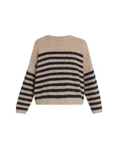 Brunello Cucinelli Shimmering Striped Wool-Cashmere Crewneck Sweater | Thumbnail 1 Brunello Cucinelli Shimmering Striped Wool-Cashmere Crewneck Sweater | Thumbnail 1