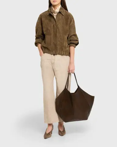 Brunello Cucinelli Check-Print Denim Straight-Leg Crop Pants | Thumbnail 2 Brunello Cucinelli Check-Print Denim Straight-Leg Crop Pants | Thumbnail 2