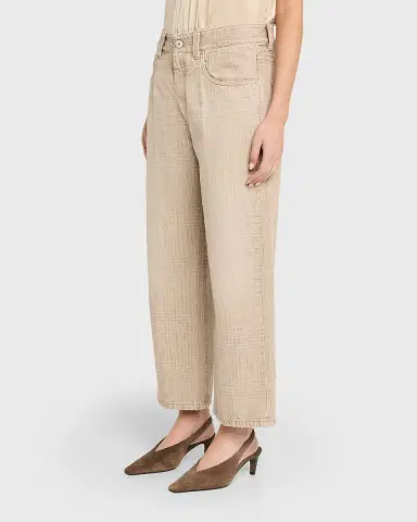 Brunello Cucinelli Check-Print Denim Straight-Leg Crop Pants | Thumbnail 4 Brunello Cucinelli Check-Print Denim Straight-Leg Crop Pants | Thumbnail 4