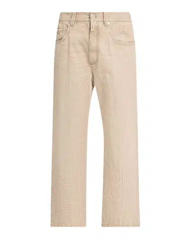 Brunello Cucinelli Check-Print Denim Straight-Leg Crop Pants | Thumbnail 1 Brunello Cucinelli Check-Print Denim Straight-Leg Crop Pants | Thumbnail 1
