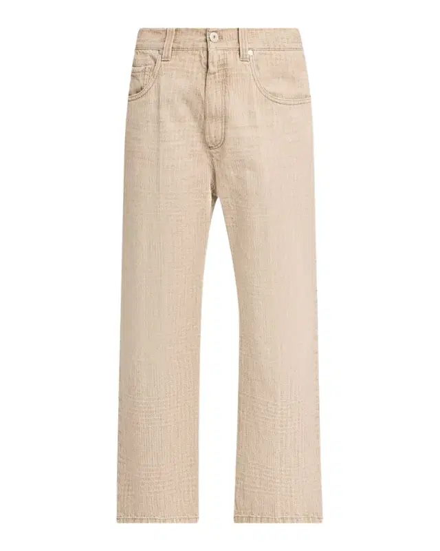 Brunello Cucinelli Check-Print Denim Straight-Leg Crop Pants
