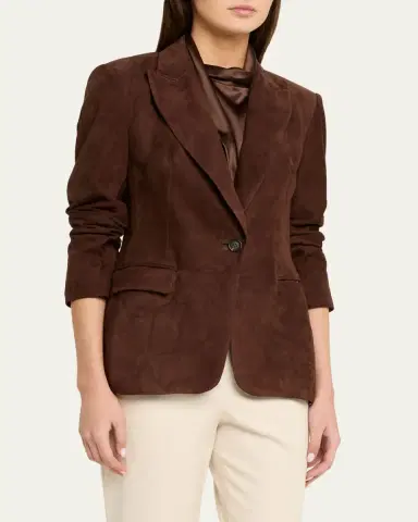 Brunello Cucinelli Suede Single-Breasted Jacket | Thumbnail 4