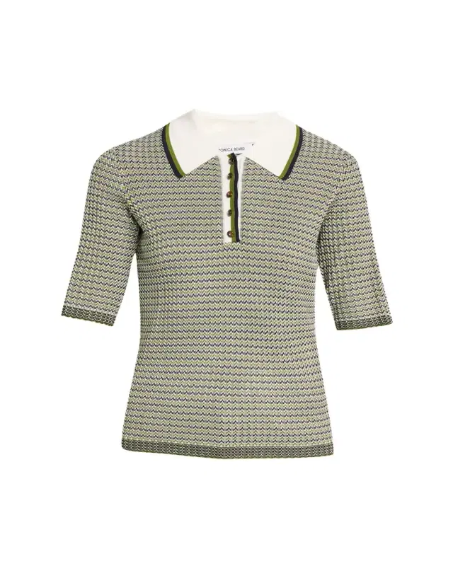 Veronica Beard Soza Compact Knit Polo Top