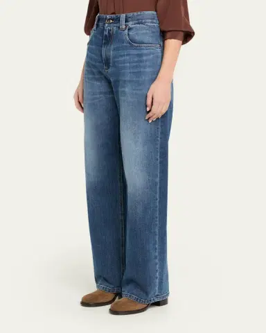 Brunello Cucinelli Straight-Leg Medium Wash Denim Jeans | Thumbnail 4 Brunello Cucinelli Straight-Leg Medium Wash Denim Jeans | Thumbnail 4