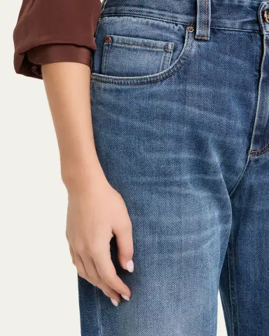 Brunello Cucinelli Straight-Leg Medium Wash Denim Jeans | Thumbnail 5 Brunello Cucinelli Straight-Leg Medium Wash Denim Jeans | Thumbnail 5