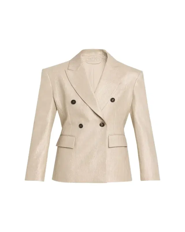 Brunello Cucinelli Bold Shoulder Double-Breasted Jacket