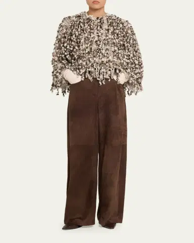 Brunello Cucinelli Suede Relaxed Wide-Leg Pants | Thumbnail 2 Brunello Cucinelli Suede Relaxed Wide-Leg Pants | Thumbnail 2
