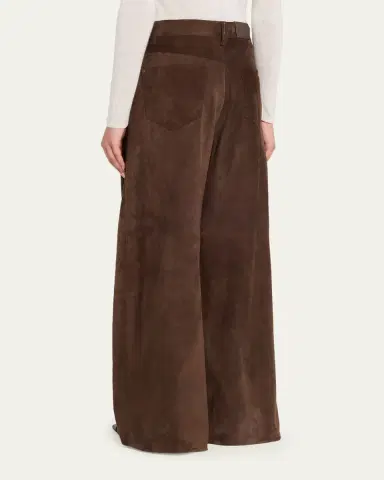 Brunello Cucinelli Suede Relaxed Wide-Leg Pants | Thumbnail 3 Brunello Cucinelli Suede Relaxed Wide-Leg Pants | Thumbnail 3