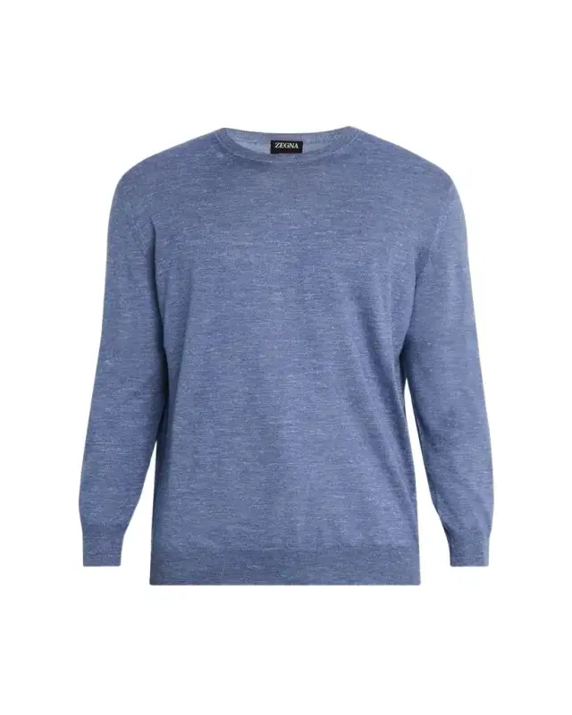 ZEGNA Men's Silk, Cashmere and Linen Crewneck Sweater