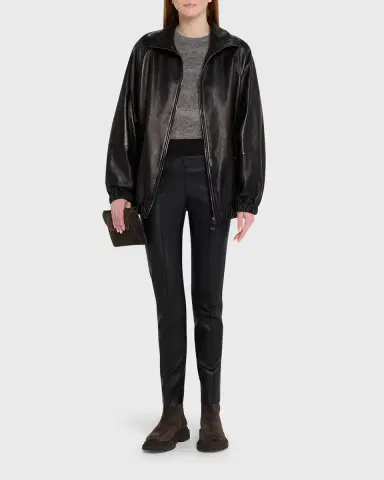 Brunello Cucinelli Leather Ankle Pants | Thumbnail 2