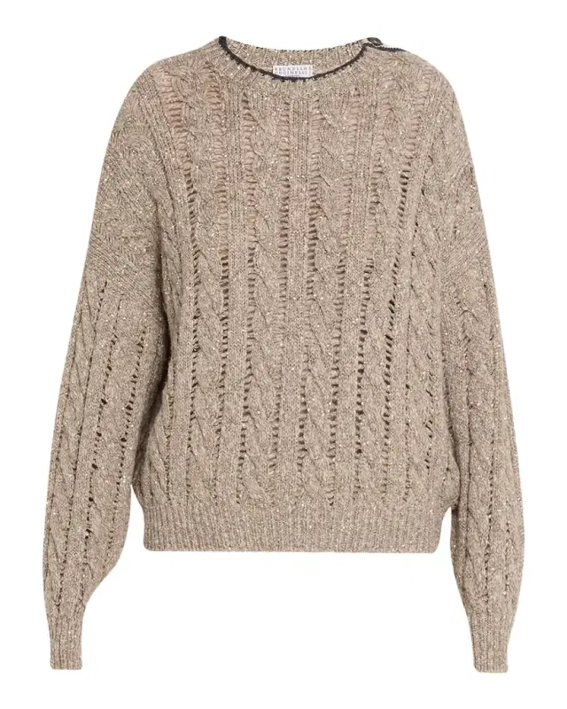 Brunello Cucinelli Sparkly Cable-Knit Sweater