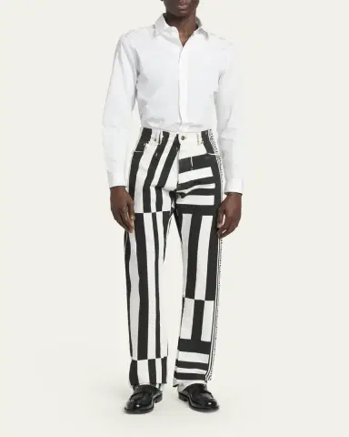 Versace Men's Two-Tone Greca Paneled Straight-Leg Pants | Thumbnail 2