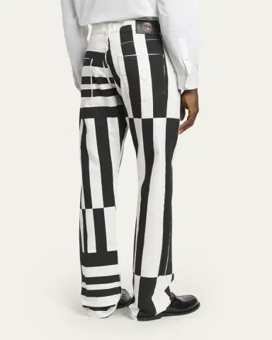 Versace Men's Two-Tone Greca Paneled Straight-Leg Pants | Thumbnail 3