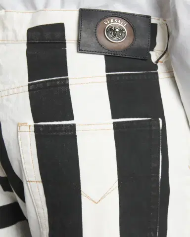 Versace Men's Two-Tone Greca Paneled Straight-Leg Pants | Thumbnail 5