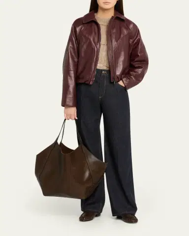 Brunello Cucinelli Collared Zip-Up Leather Jacket | Thumbnail 2 Brunello Cucinelli Collared Zip-Up Leather Jacket | Thumbnail 2