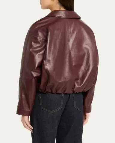 Brunello Cucinelli Collared Zip-Up Leather Jacket | Thumbnail 3 Brunello Cucinelli Collared Zip-Up Leather Jacket | Thumbnail 3