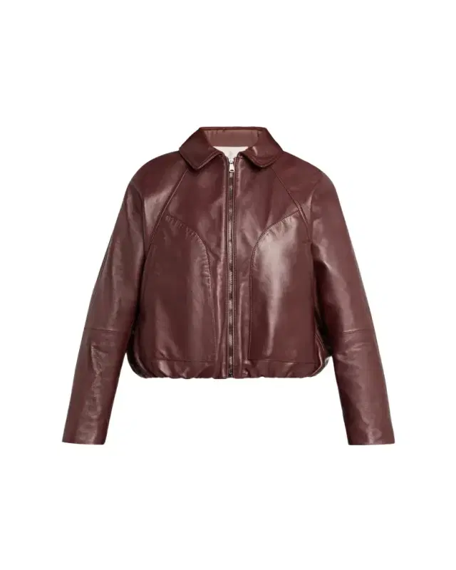Brunello Cucinelli Collared Zip-Up Leather Jacket