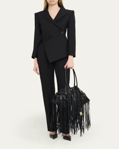 Alexander McQueen Manta Fringed Croc-Embossed Leather Shoulder Bag | Thumbnail 3 Alexander McQueen Manta Fringed Croc-Embossed Leather Shoulder Bag | Thumbnail 3