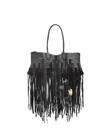 Alexander McQueen Manta Fringed Croc-Embossed Leather Shoulder Bag | Thumbnail 1 Alexander McQueen Manta Fringed Croc-Embossed Leather Shoulder Bag | Thumbnail 1
